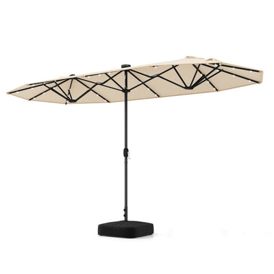13FT Double-sided Patio Umbrella with Base and Solar Lights