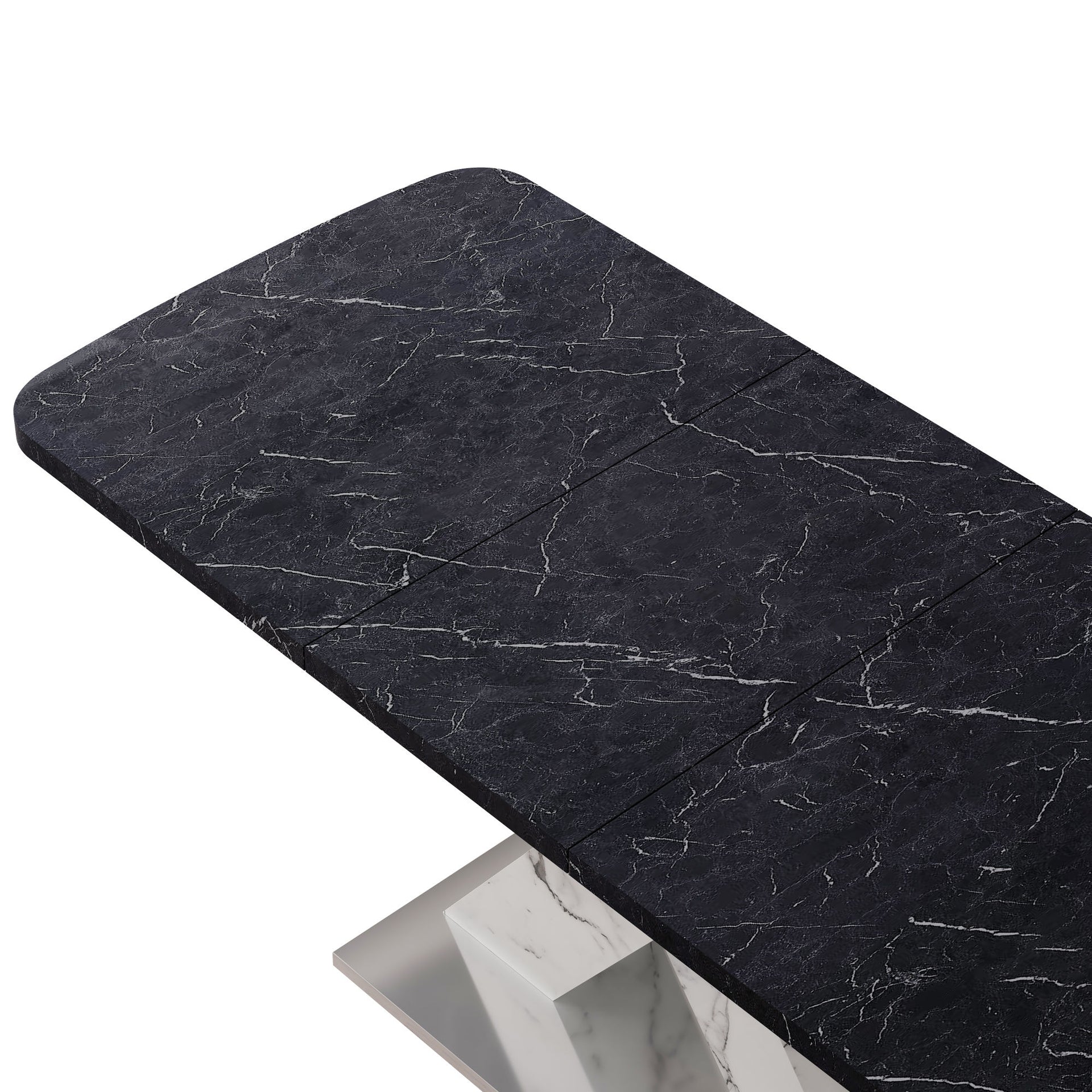 Modern Marble Effect Extendable Dining Table in Black