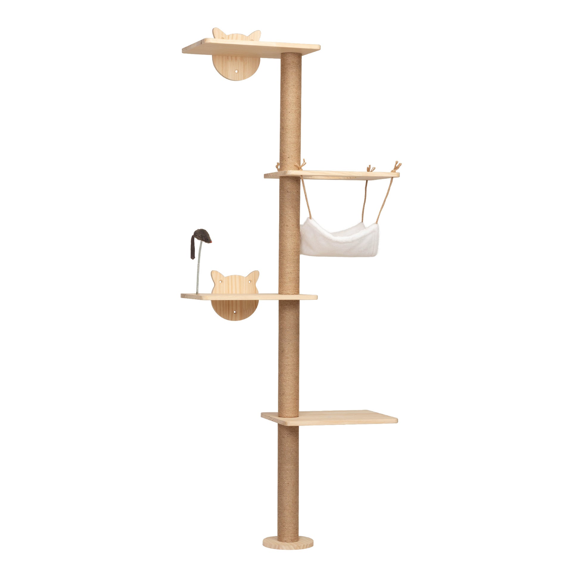 Wall-Mounted Cat Scratching Pole with Perches