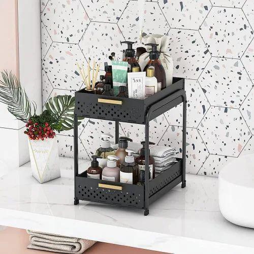 Sliding Double Basket Storage Shelf