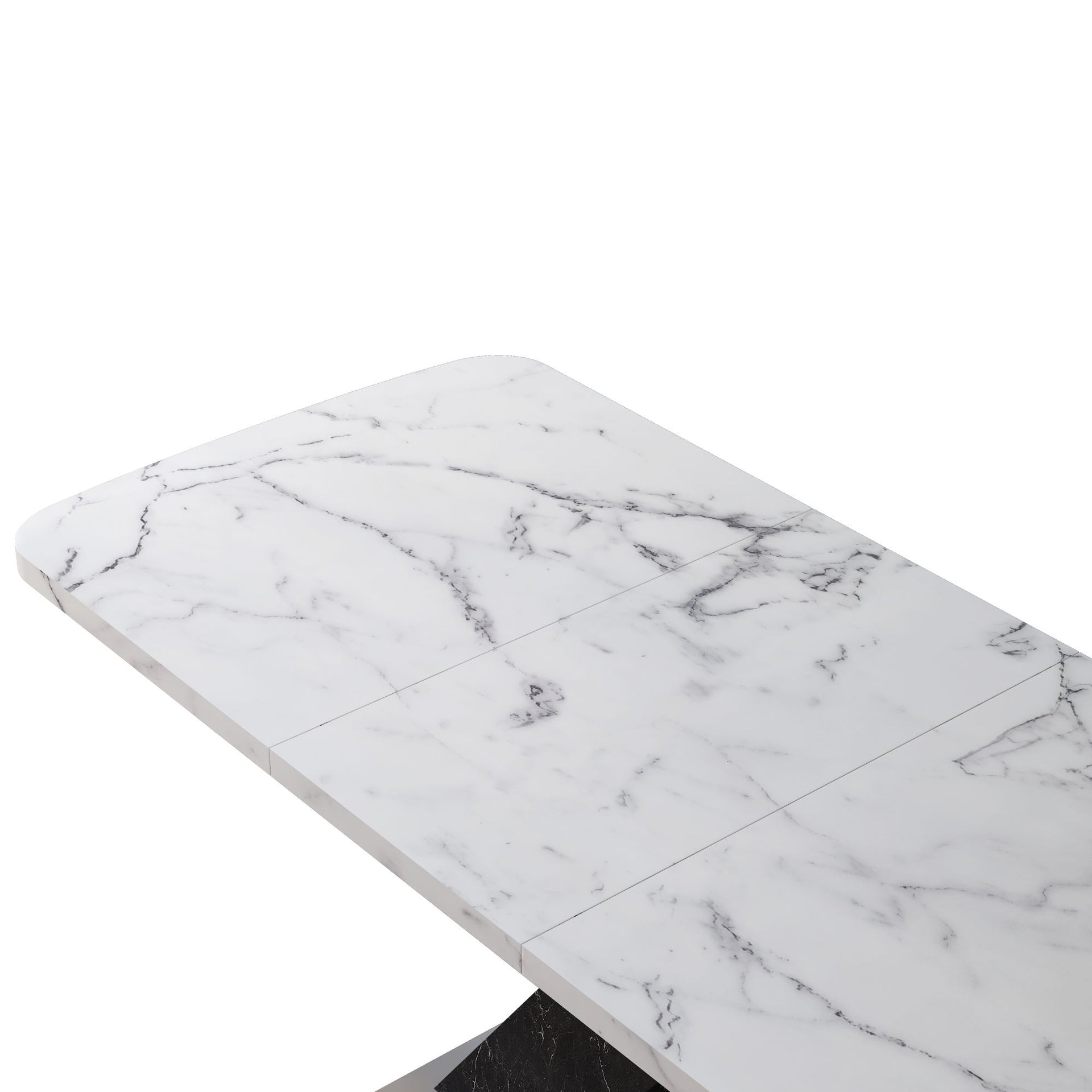 Modern White Marble Effect Extendable Dining Table