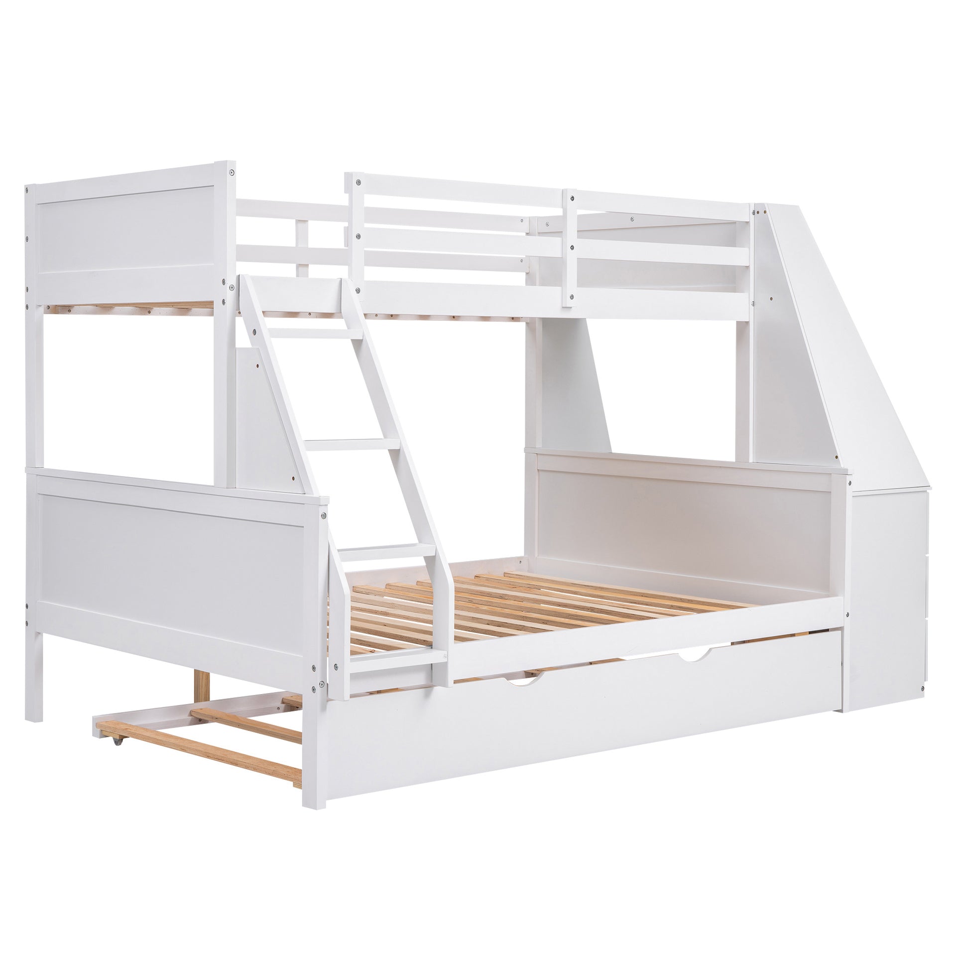 Twin over Full Bunk Bed with Built-in Desk And Trundle