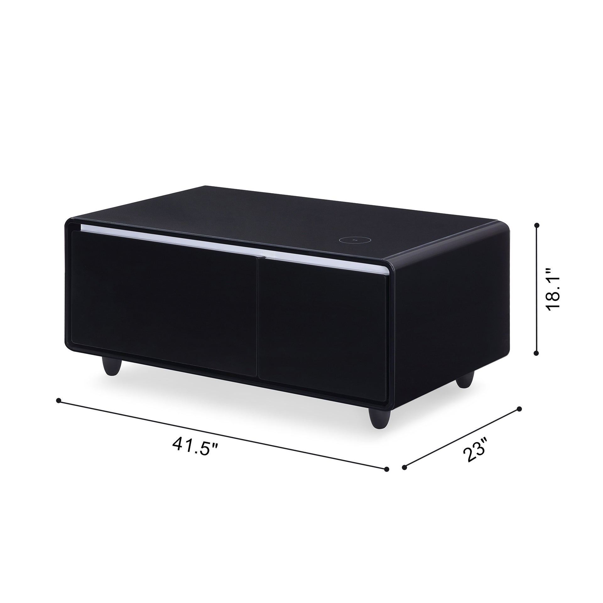 Modern Smart Coffee Table with Built-in Fridge and Wireless Charging, Black