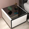 Modern Smart Side Table with Built-in Fridge and Wireless Charging, White