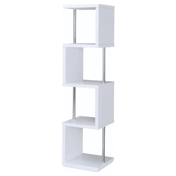 White and Chrome 4-tier Bookcase