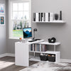 Corner Computer Desk with 3 Shelves, White