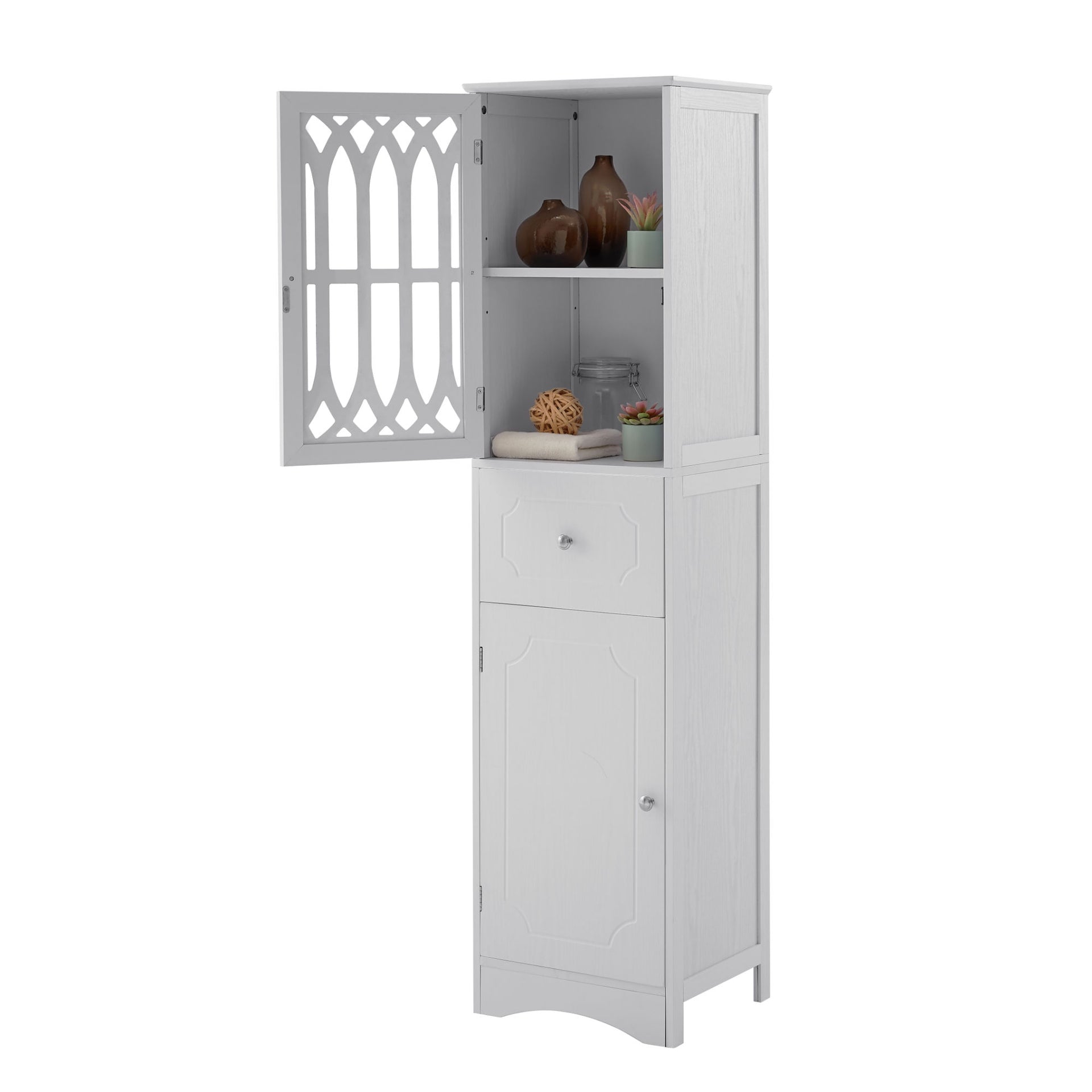 Freestanding Storage Cabinet with Drawer and Doors