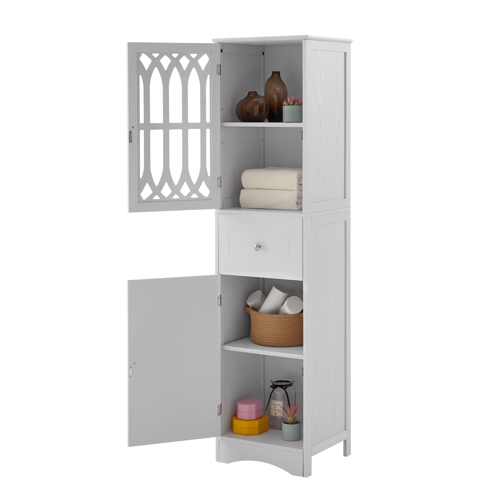 Freestanding Storage Cabinet with Drawer and Doors