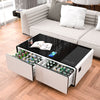 Modern Smart Coffee Table with Built-in Fridge, Wireless Charging and Bluetooth Speaker, White