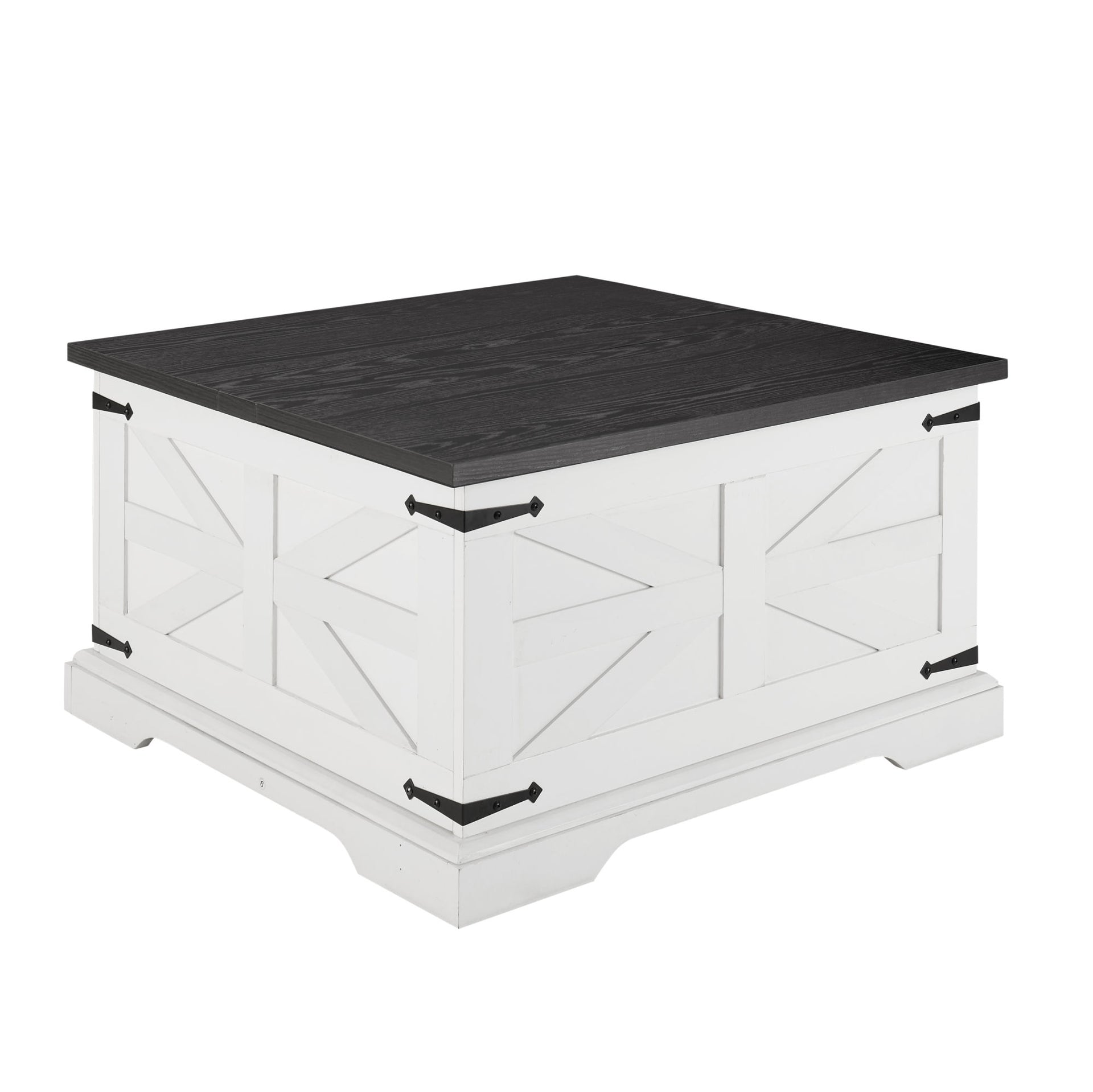 Square Farmhouse Coffee Table with Large Hidden Storage Compartment