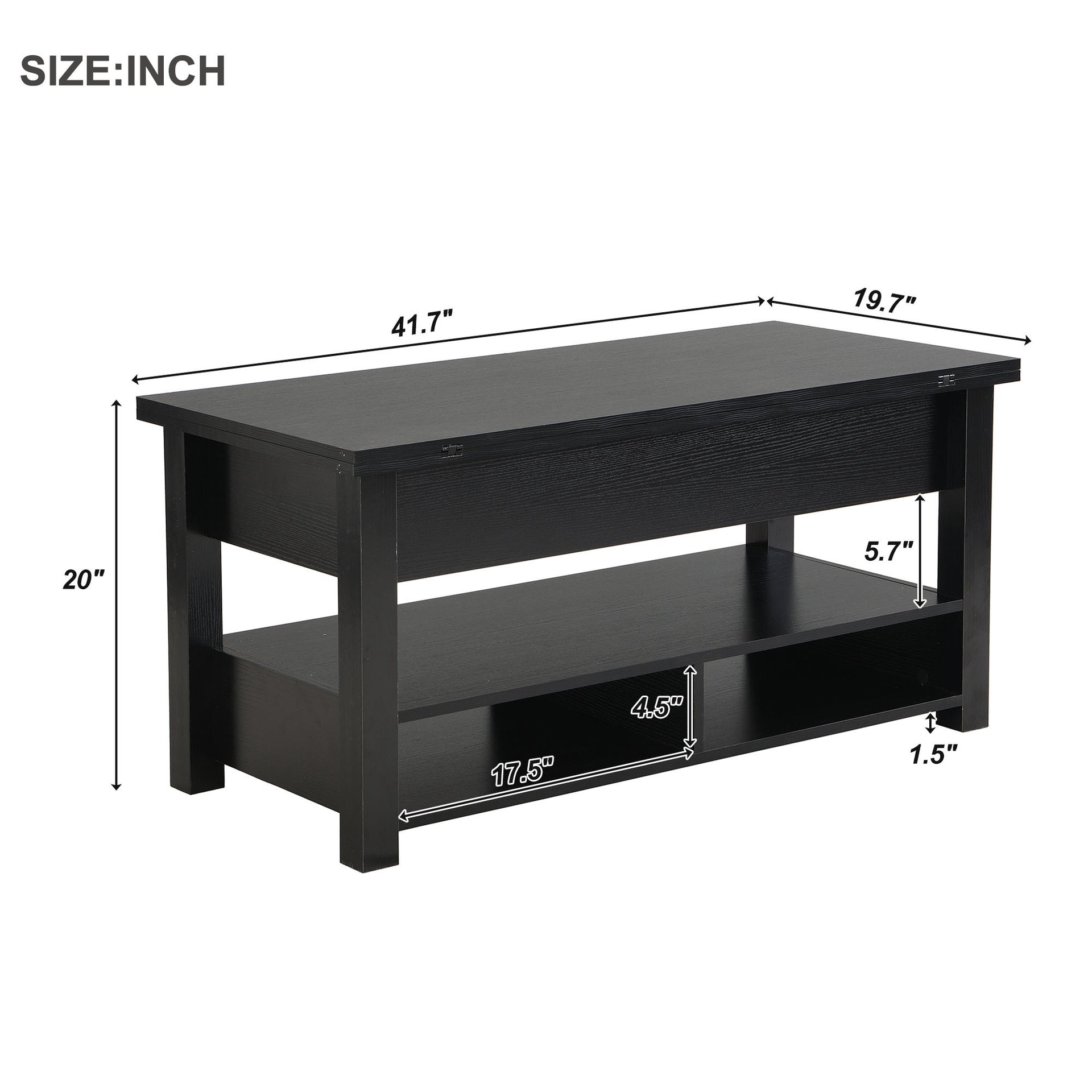 Modern Multi-Functional Lift Top Coffee Dining Table, Black