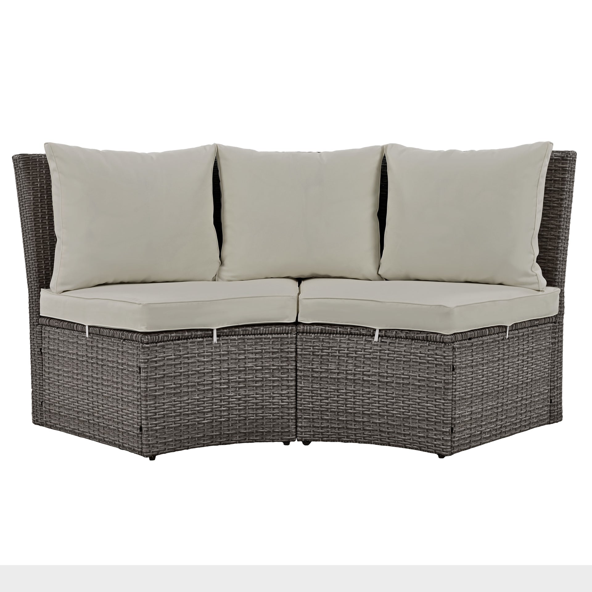 5-Piece Round Rattan Sectional Daybed with Liftable Table