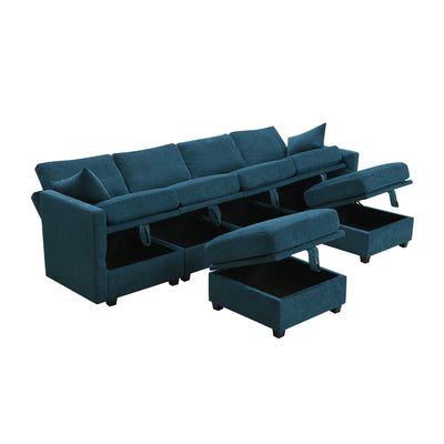 Chenille Sectional Sofa with Storage