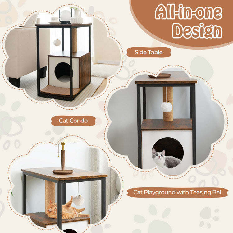 End Table Cat House with Scratching Post