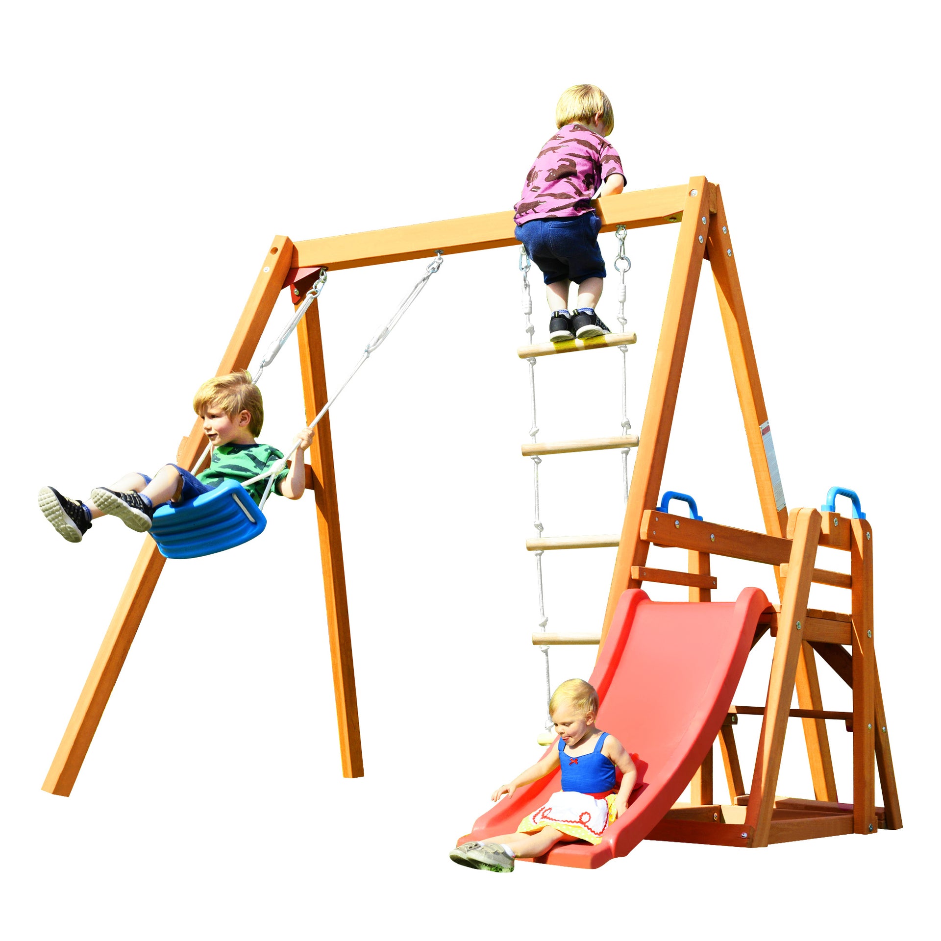 Wooden Outdoor Activity Playground Playset Swing with Slide