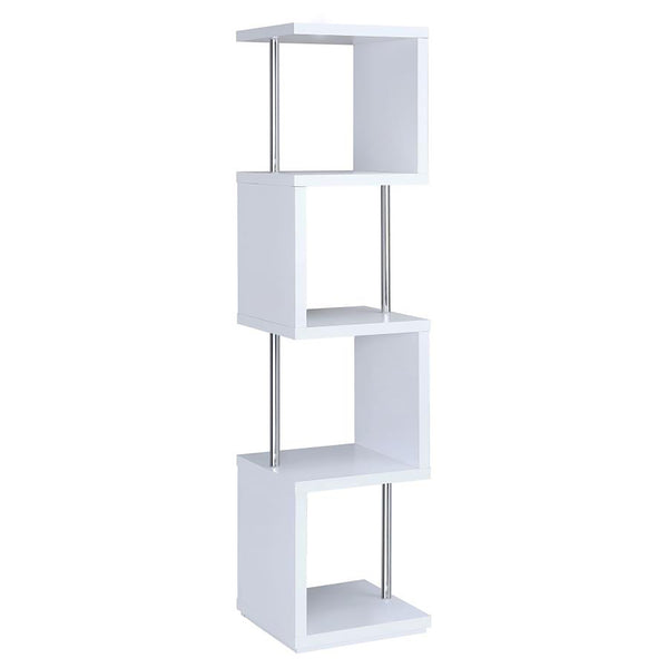 White and Chrome 4-tier Bookcase