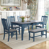 6-Piece Wooden Dining Table Set, Antique Blue