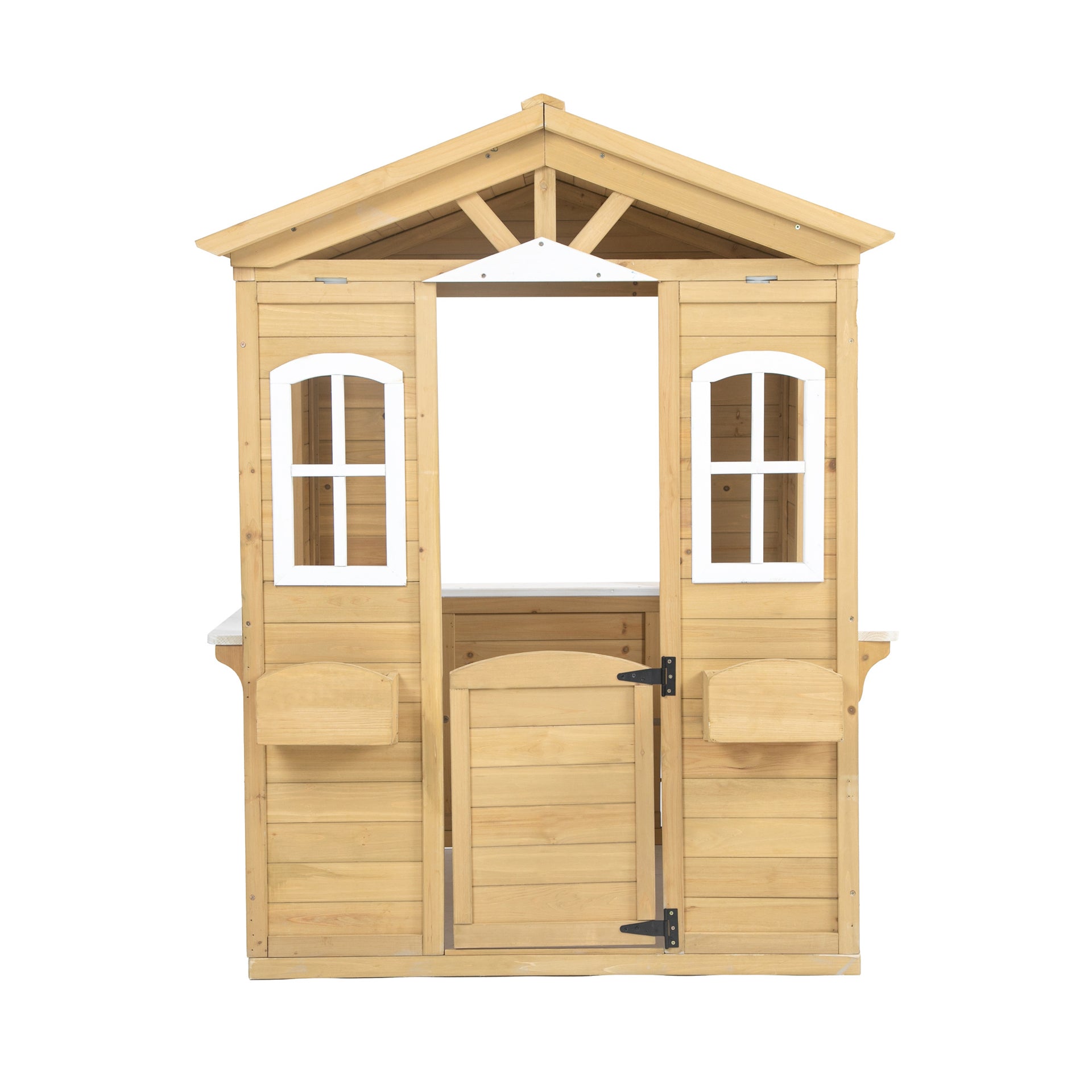 Wooden Children's Playhouse with Barn Door, Windows, Mailboxes