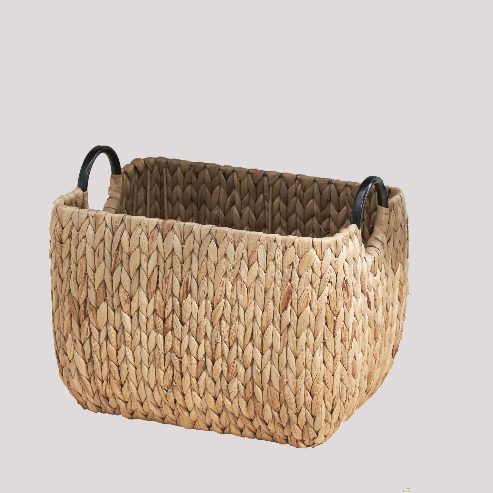 Rectangular Woven Wicker Basket with Handles