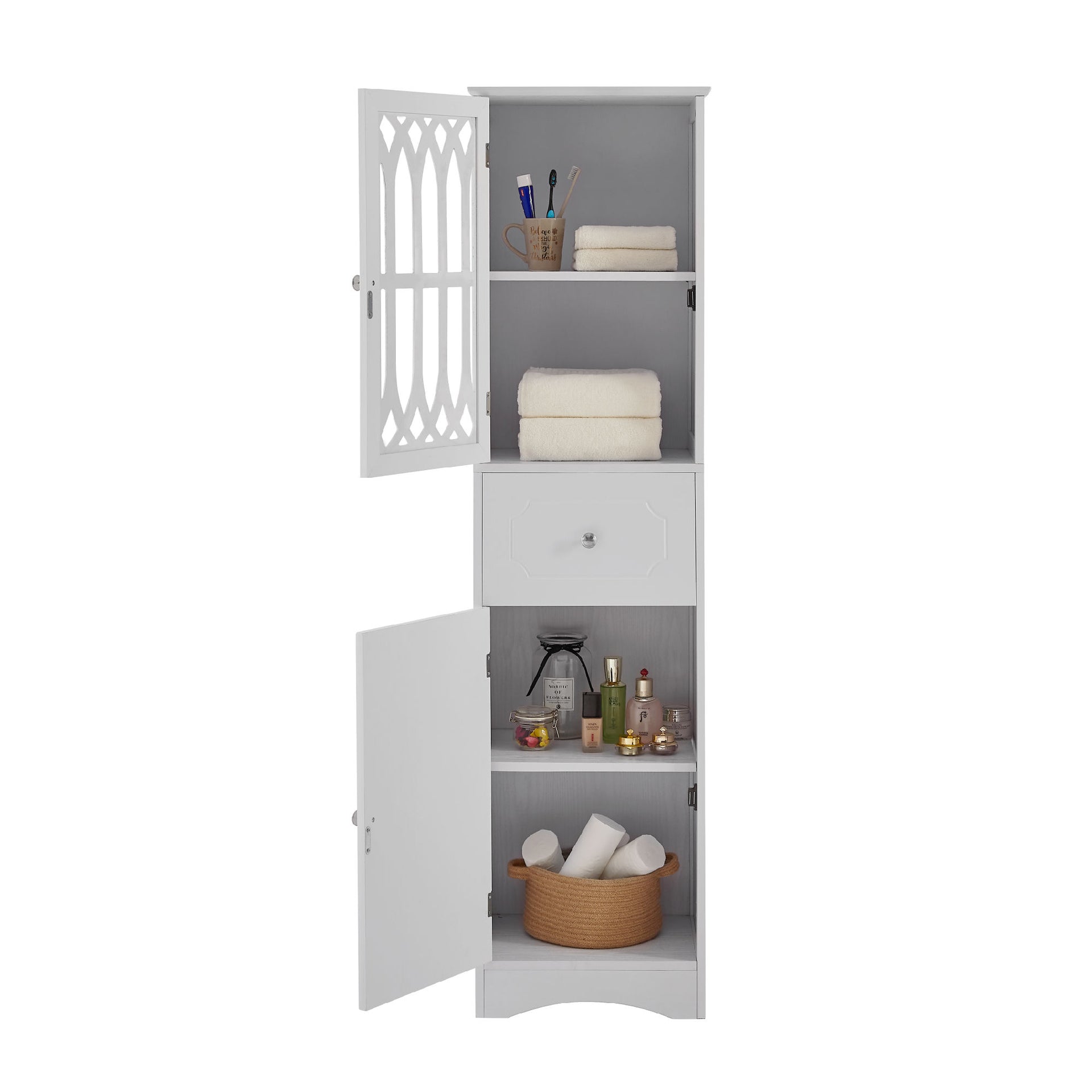 Freestanding Storage Cabinet with Drawer and Doors