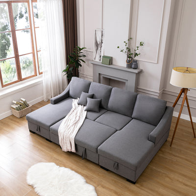 Sectional Sleeper Sofa with Double Storage Spaces