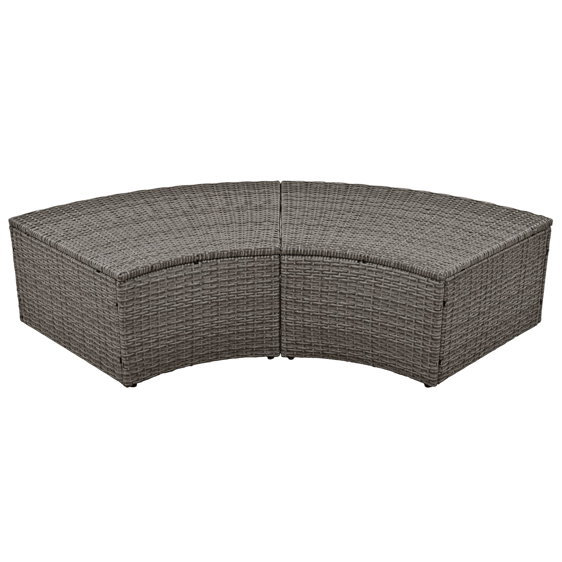 5-Piece Round Rattan Sectional Daybed with Liftable Table