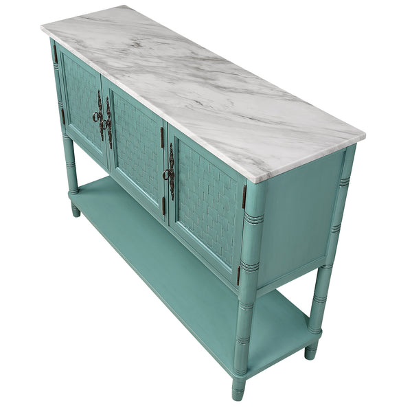 Wooden Cabinet Console Unit with Stone Effect Top