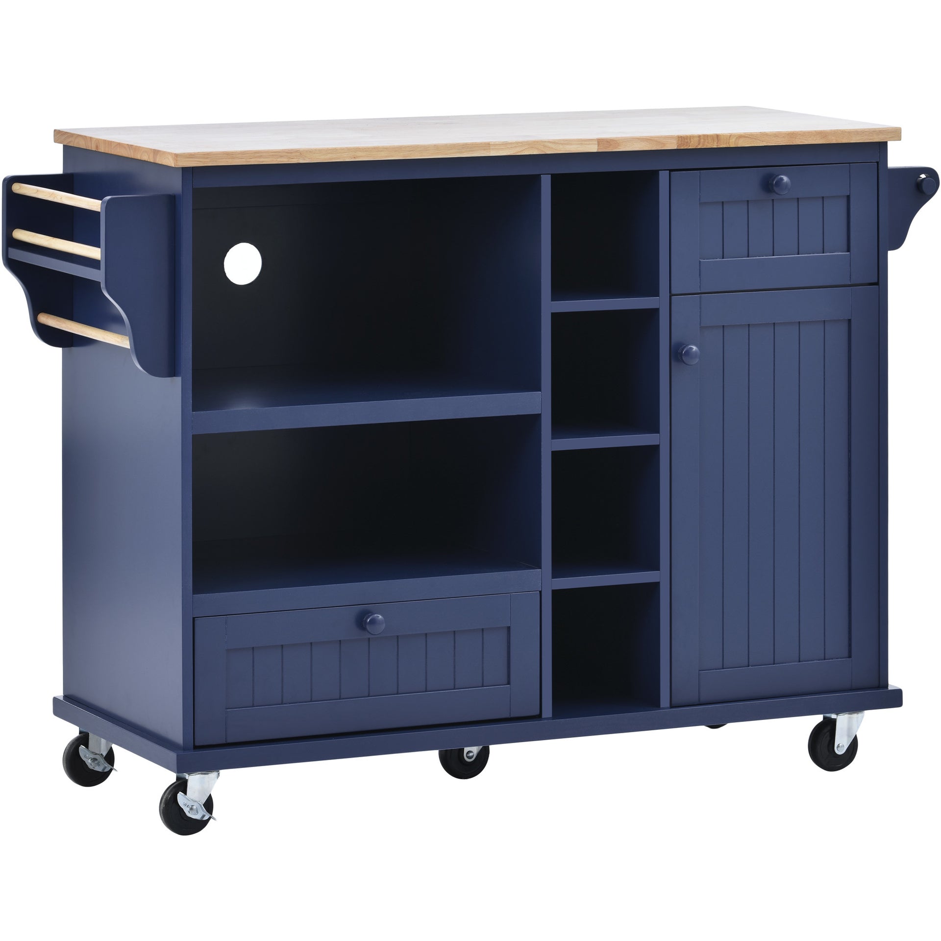Kitchen Island Cart with Storage Cabinets, Blue