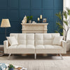 Cream White Velvet Sofa Couch Bed with Two Pillows