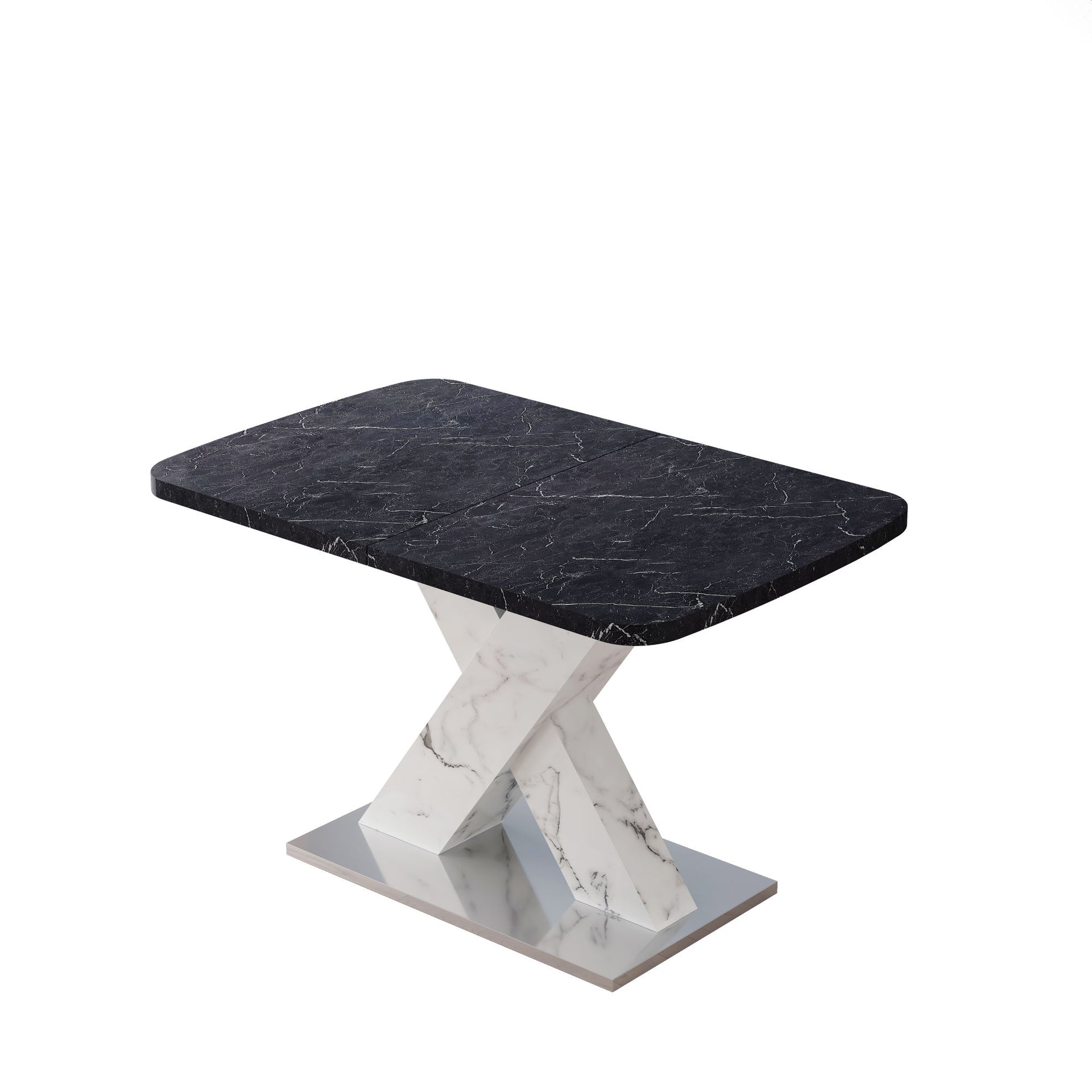 Modern Marble Effect Extendable Dining Table in Black