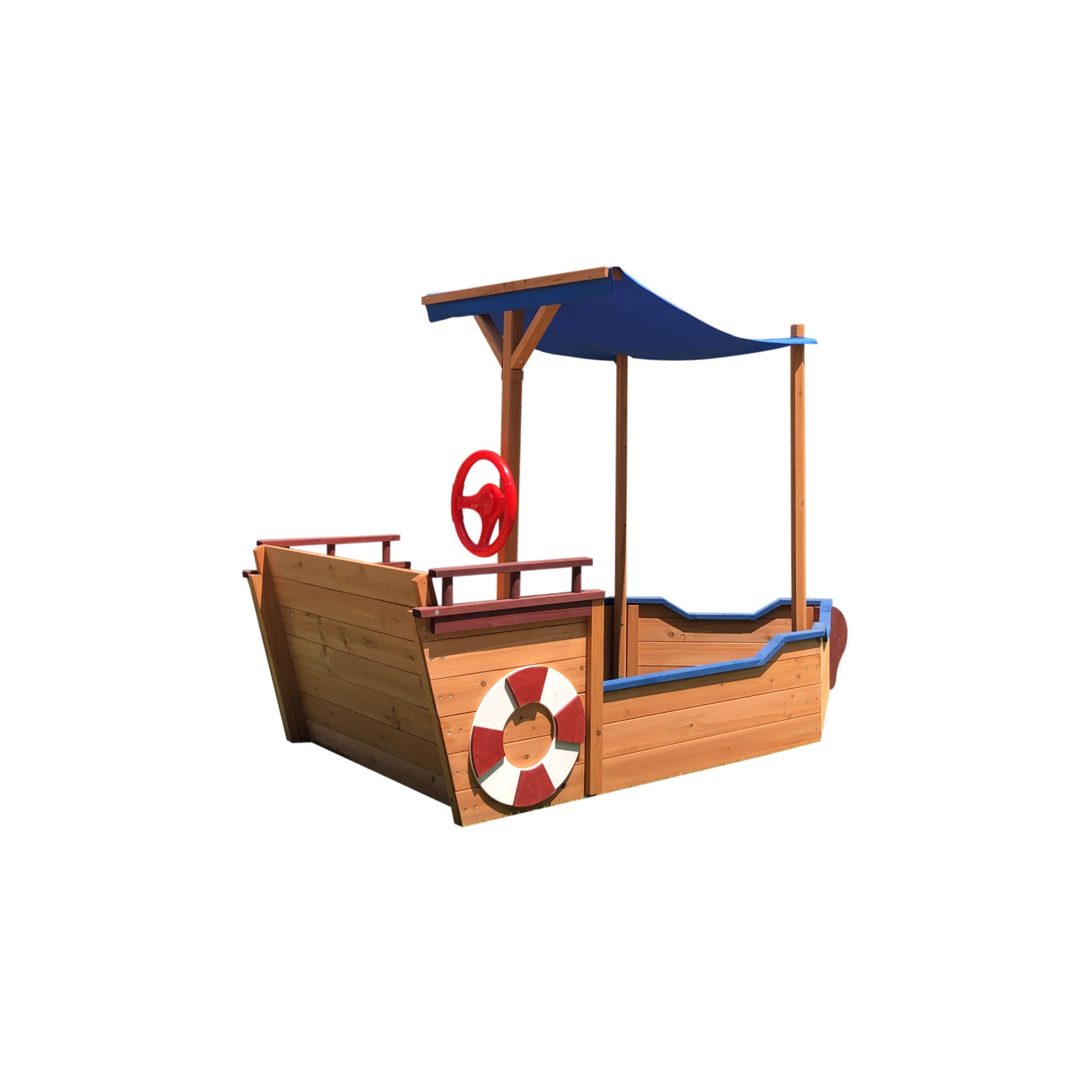 Pirate Ship Sandbox with Cover and Bench