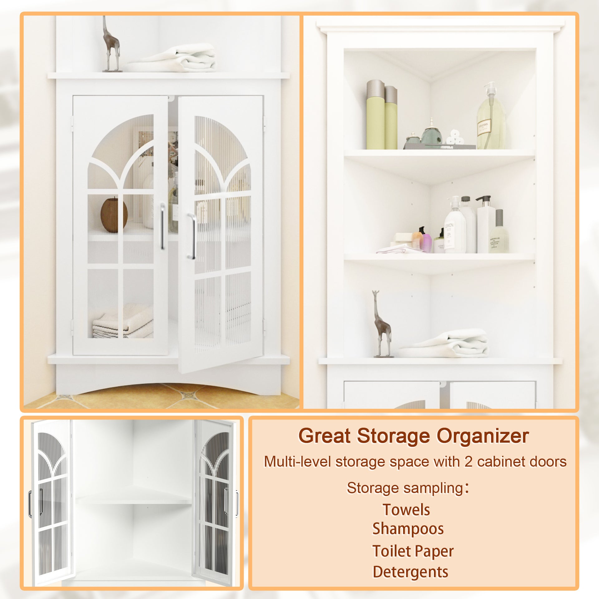 Freestanding Corner Storage Cabinet