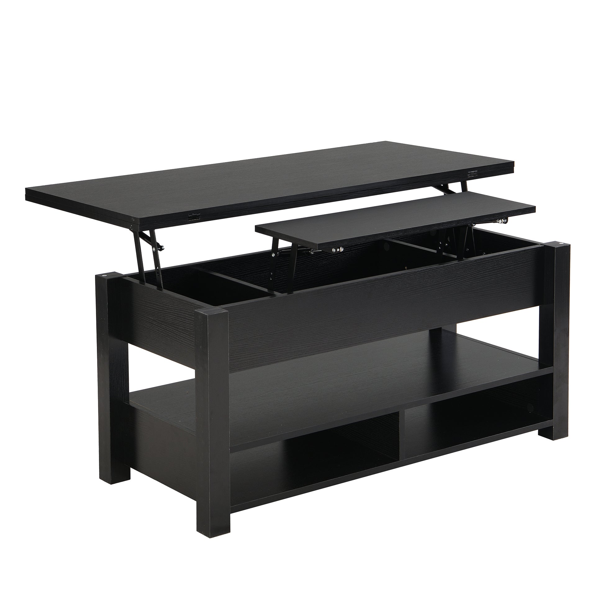 Modern Multi-Functional Lift Top Coffee Dining Table, Black