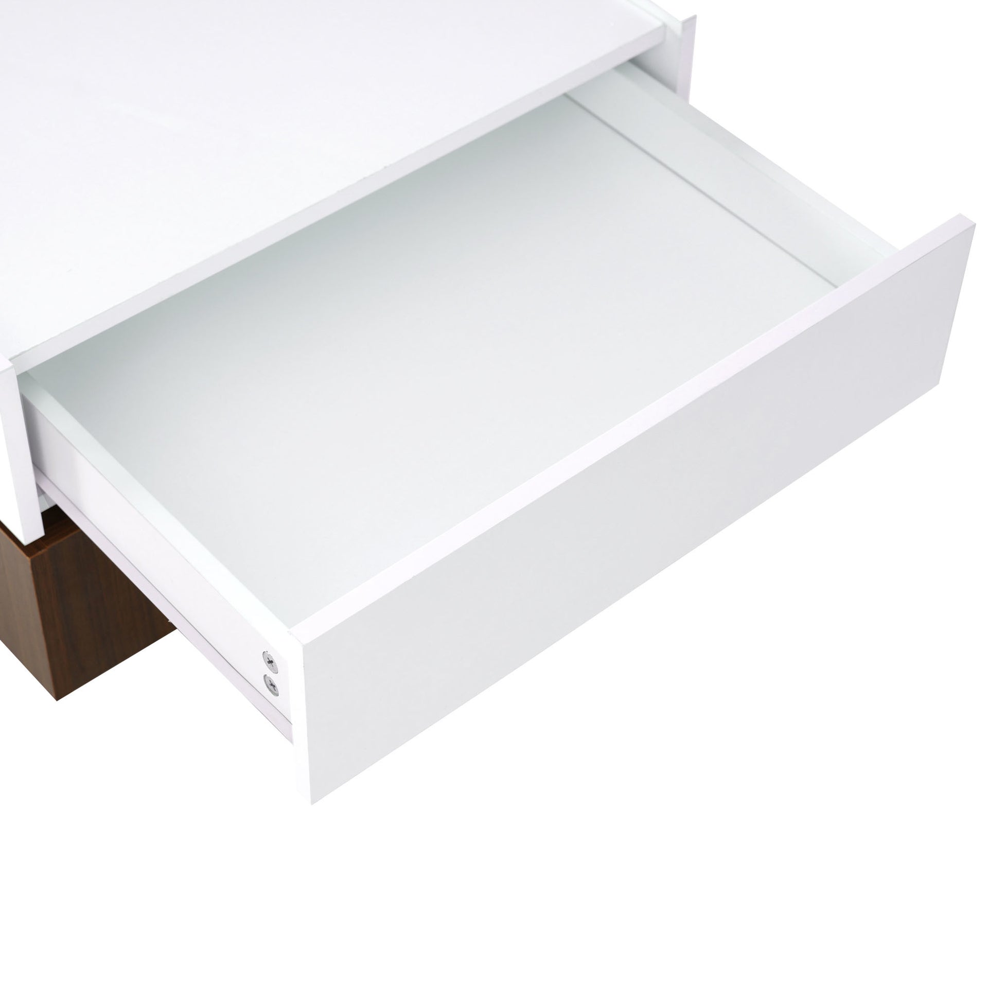 Multi-functional Square 360°Rotating High Gloss Coffee Table with 2 Drawers, White