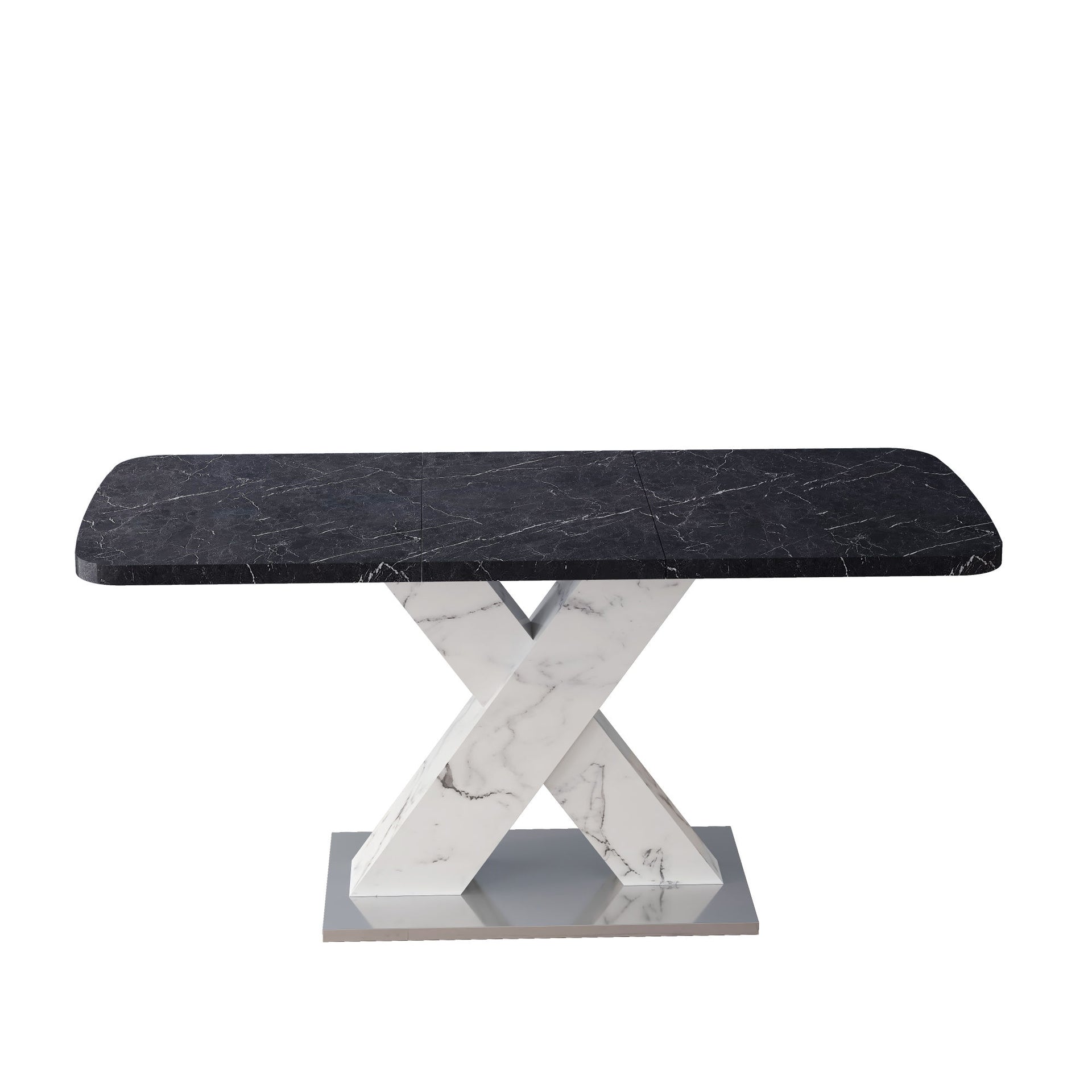 Modern Marble Effect Extendable Dining Table in Black