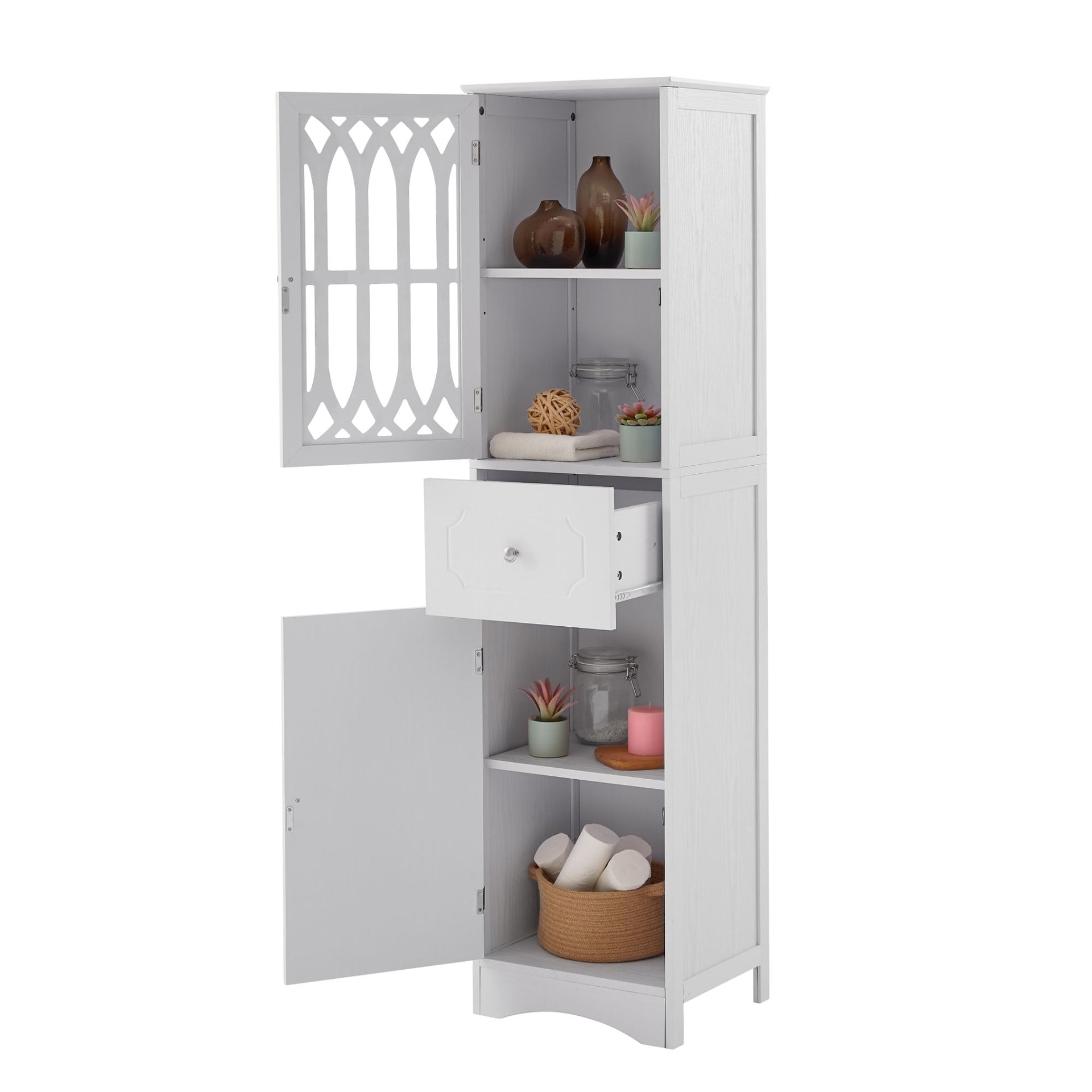 Freestanding Storage Cabinet with Drawer and Doors