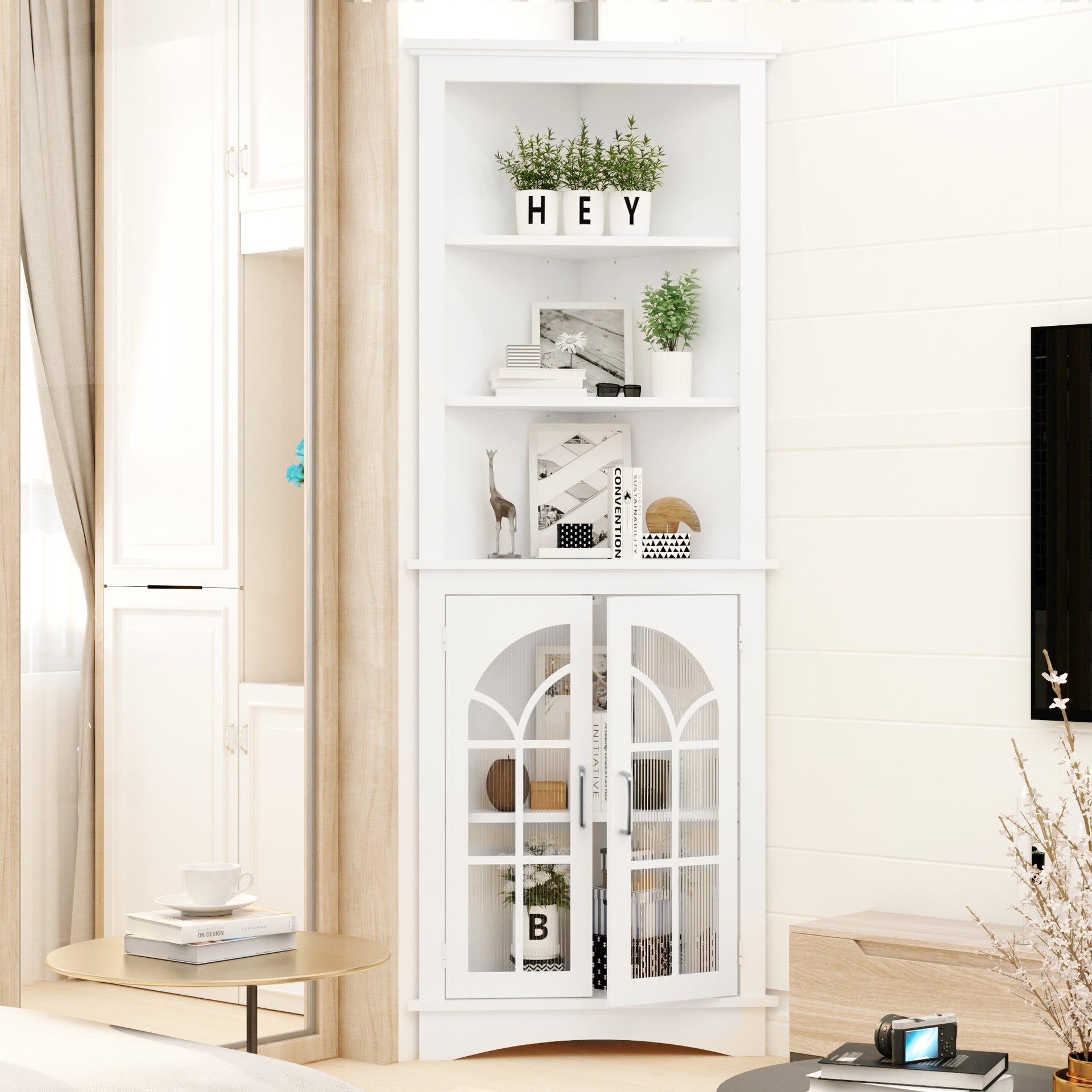 Freestanding Corner Storage Cabinet