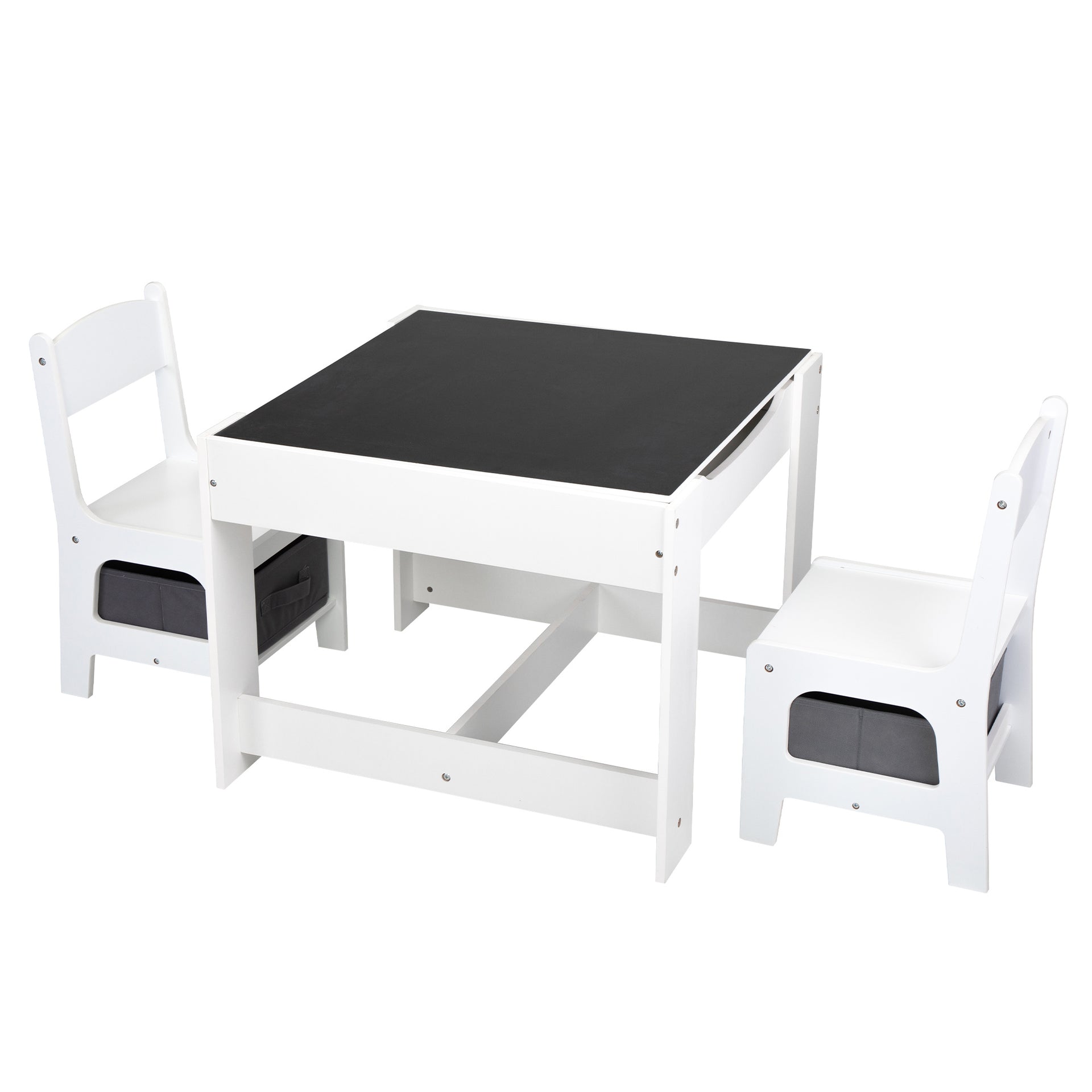 3-in-1 Kids Double-Sided Activity Table and 2 Chairs with Storage