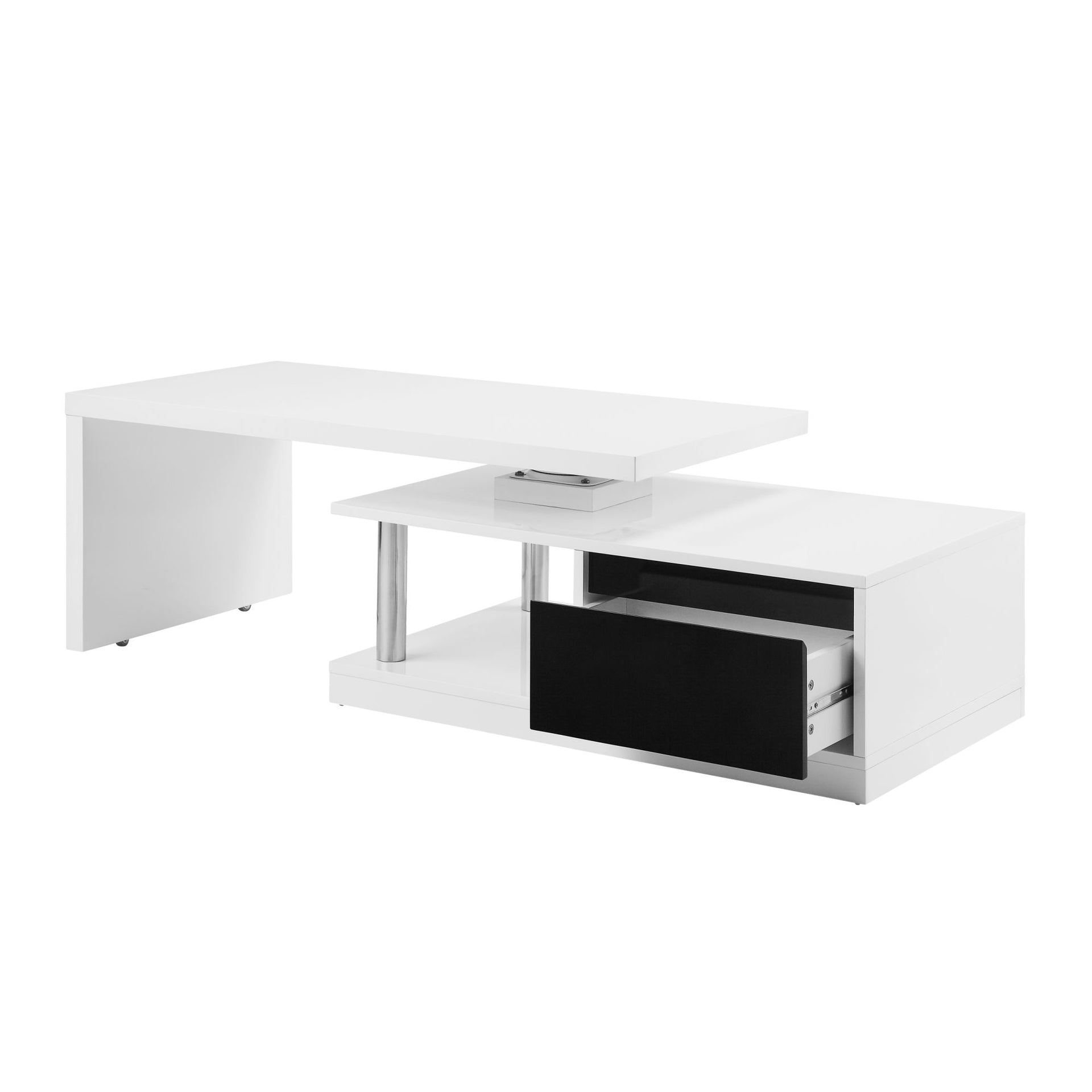 Coffee Table w/Swivel Top in White & Black High Gloss Finish LV00997