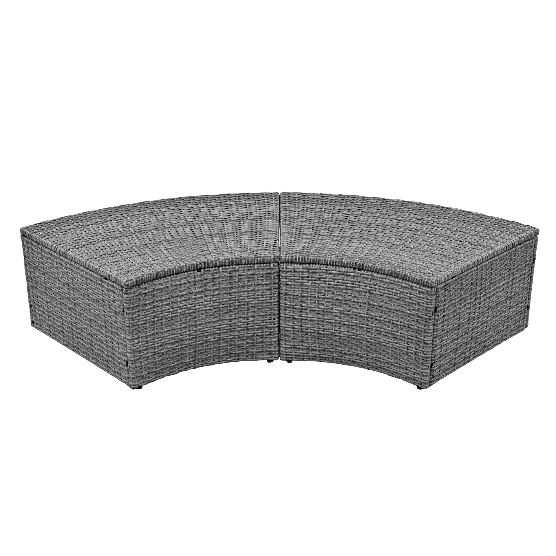 5-Piece Round Rattan Sectional Daybed with Liftable Table