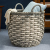 Round Resin Woven Wicker Storage Basket with Handles