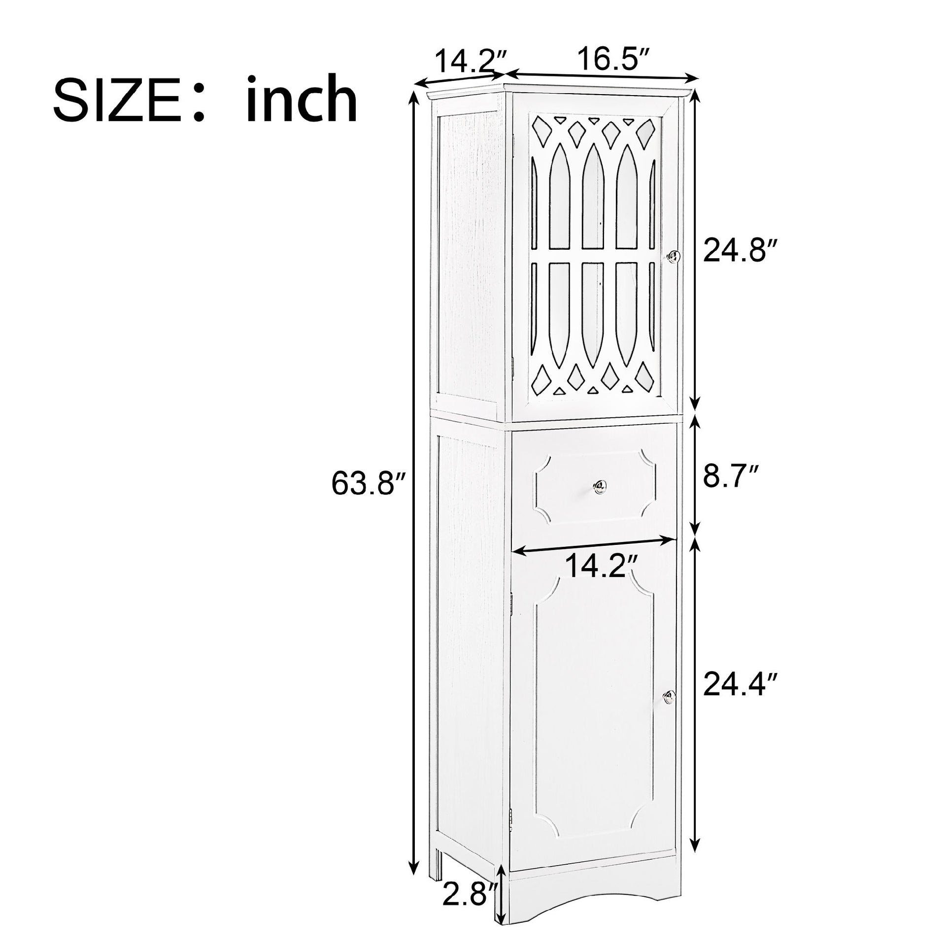 Freestanding Storage Cabinet with Drawer and Doors