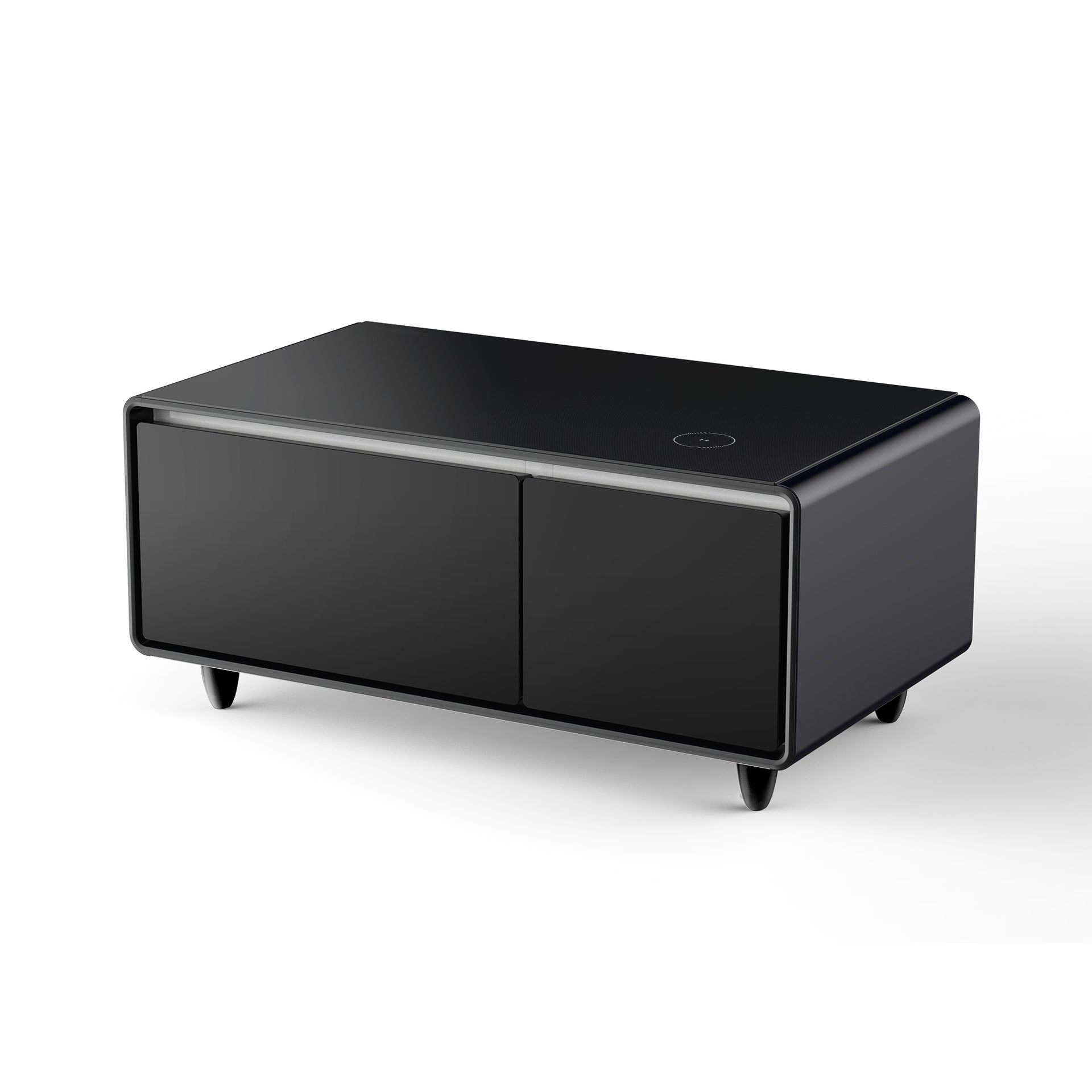 Modern Smart Coffee Table with Built-in Fridge and Wireless Charging, Black