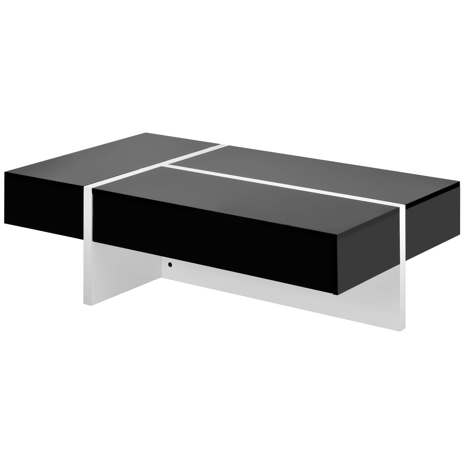 Contemporary Rectangle Design Modern High Gloss Surface Center Table, Black