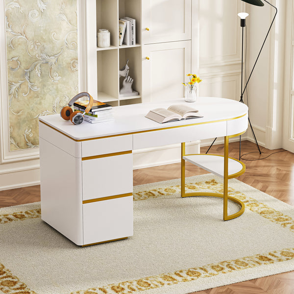 White Curved Executive Desk