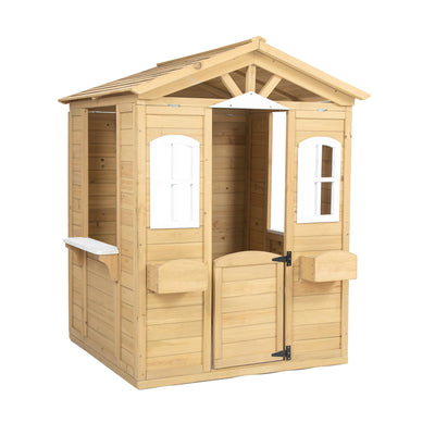 Wooden Children's Playhouse with Barn Door, Windows, Mailboxes