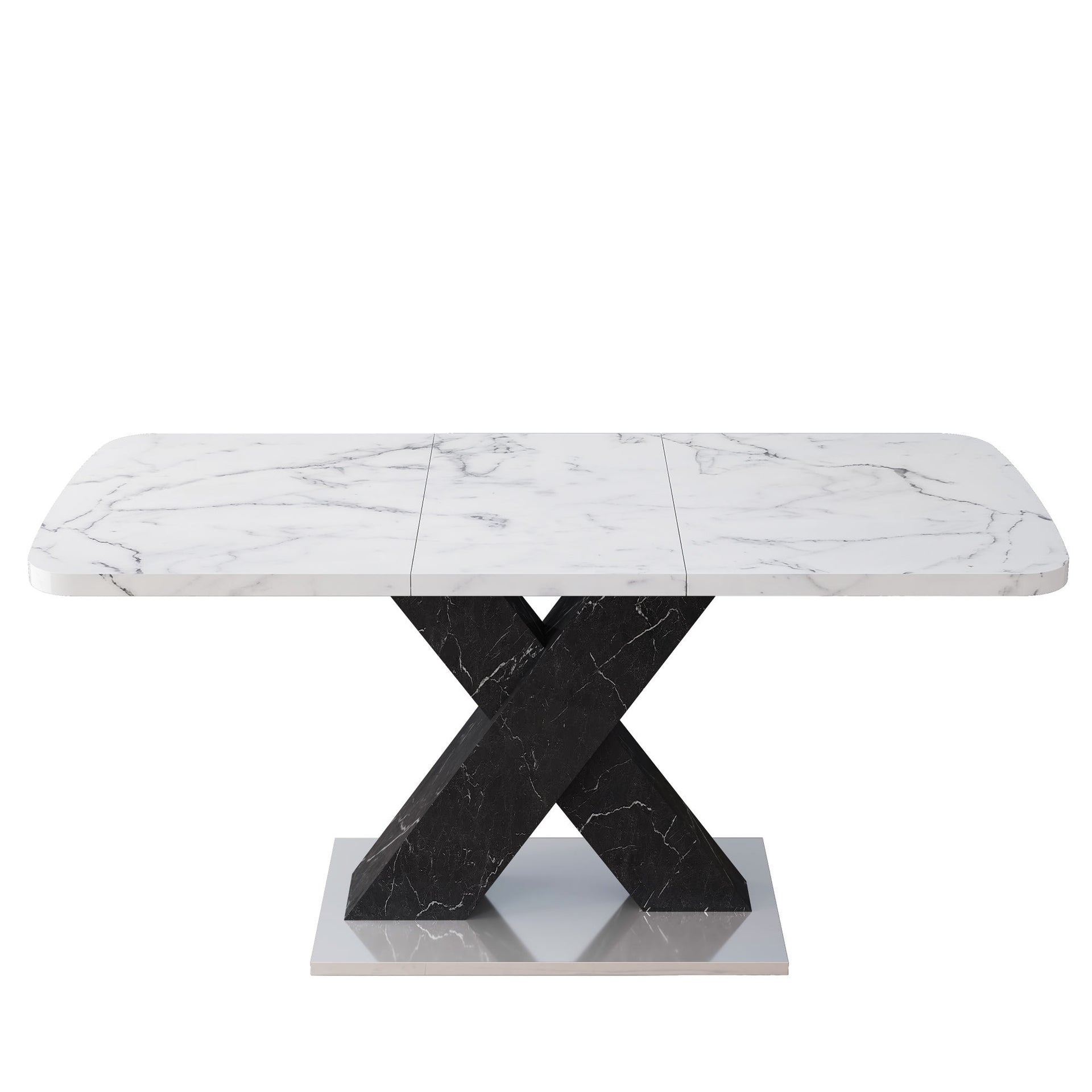 Modern White Marble Effect Extendable Dining Table