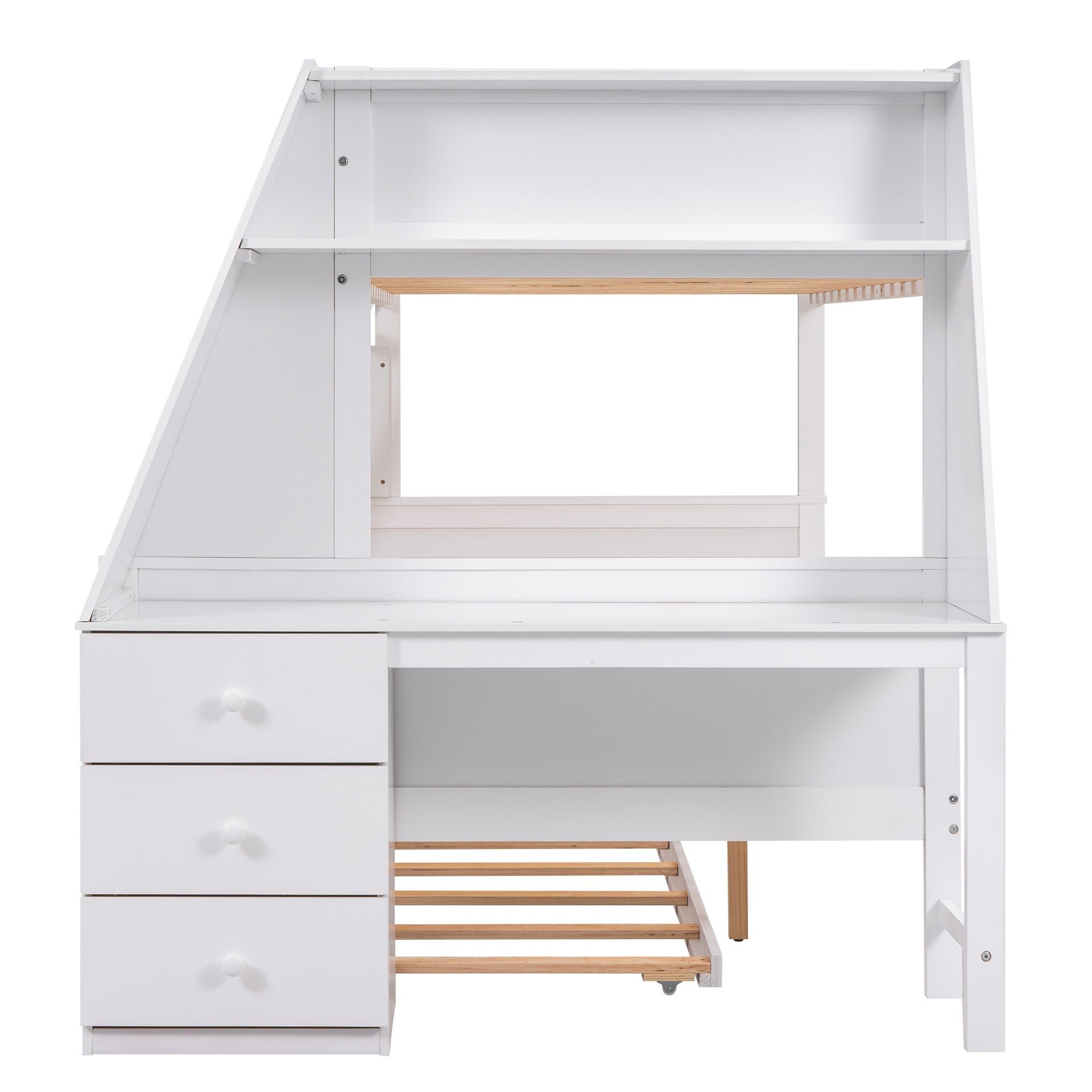 Twin over Full Bunk Bed with Built-in Desk And Trundle