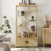 5 Tier Rattan Storage Bookcase With Cabinet