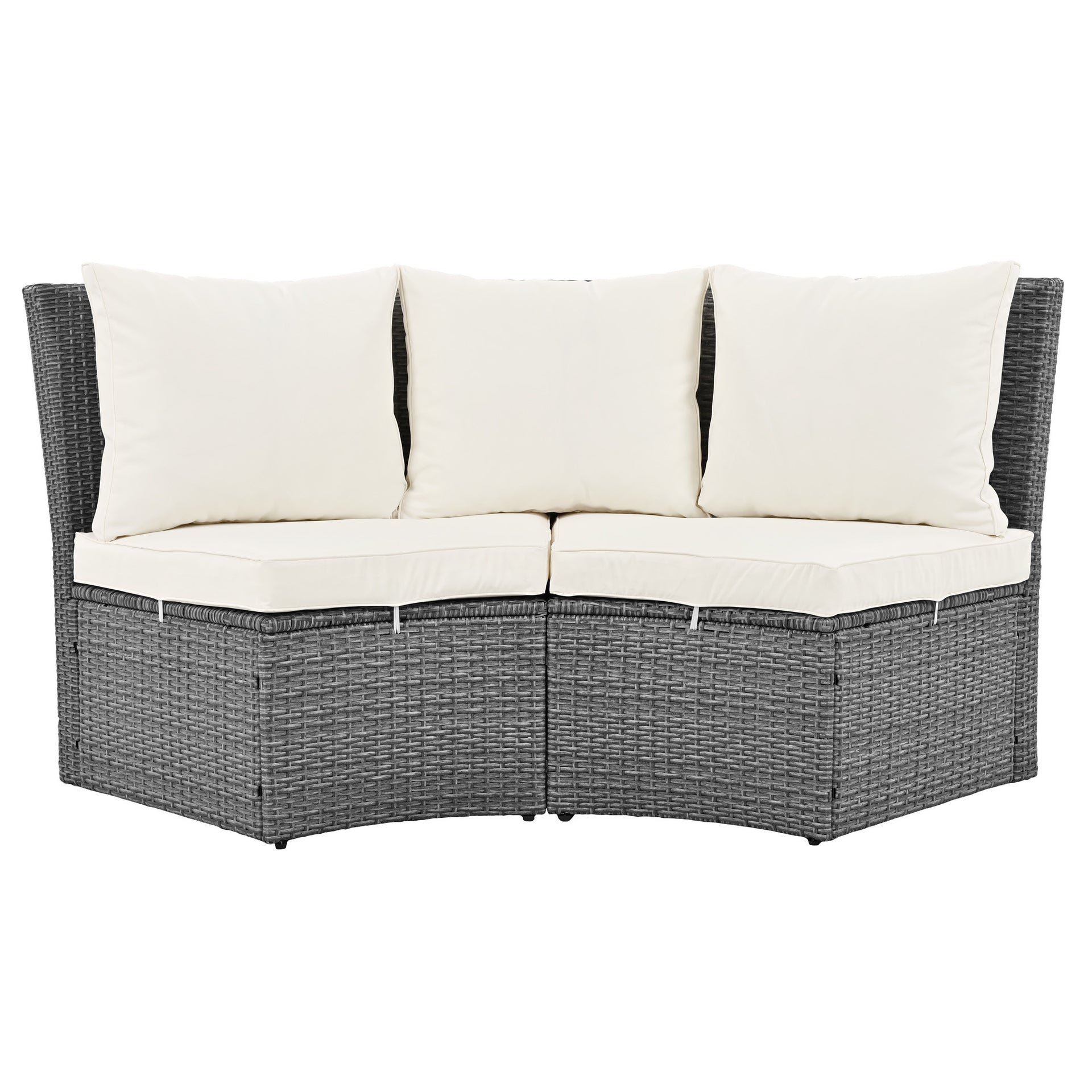 5-Piece Round Rattan Sectional Daybed with Liftable Table